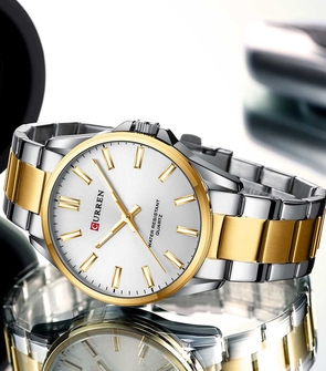 CURREN 9090 Mens Silver Gold White