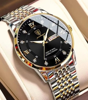 POEDAGAR 36 Mens Silver Gold Black